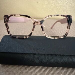 Prada Pink and Black Patterned Square Glasses